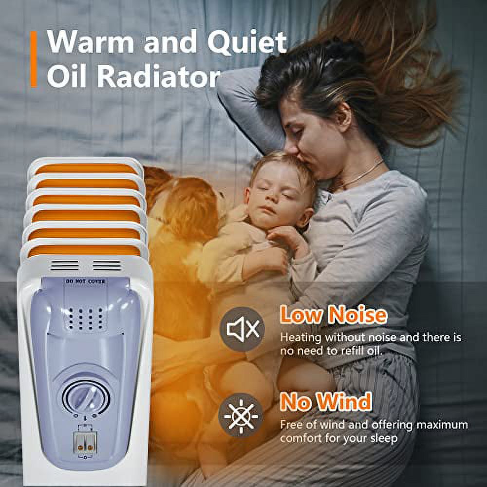 1500W Oil-Filled Radiator Heater with Adjustable Thermostat, 7 Fins J670544