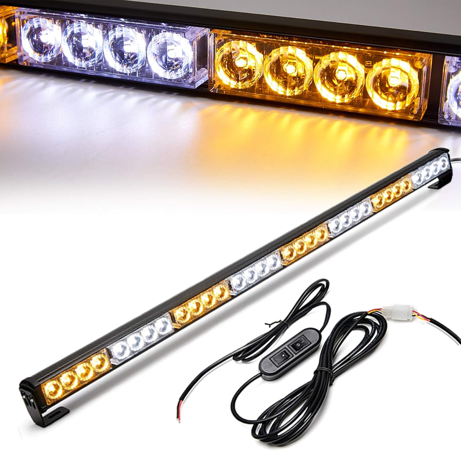 Red/Blue 35.5 Inch 32 Led Waterproof Strobe Light Bar Pack of 2 N904