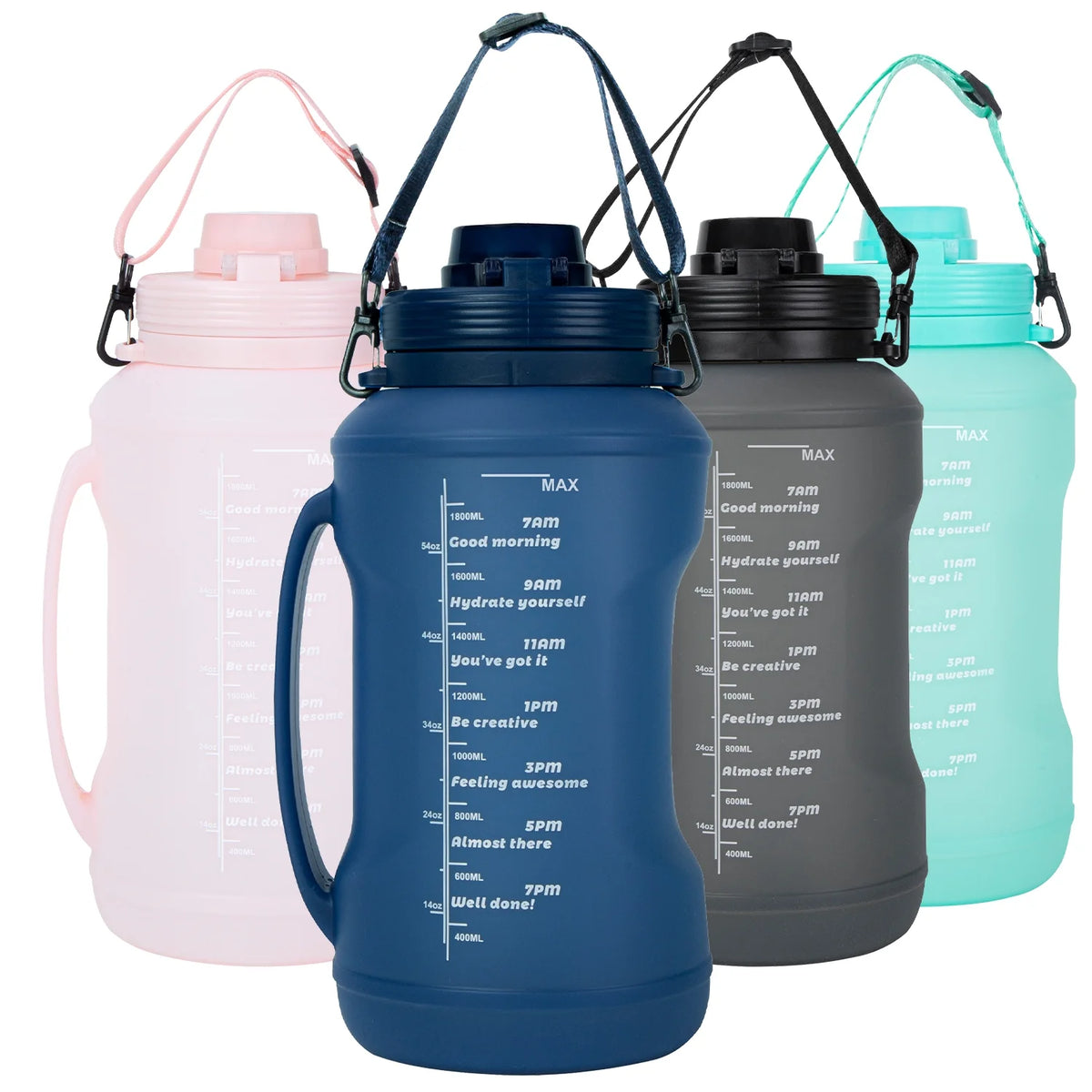 64 oz Half Gallon 2L Water Bottle with Straw Spout and Carrying Handle L475
