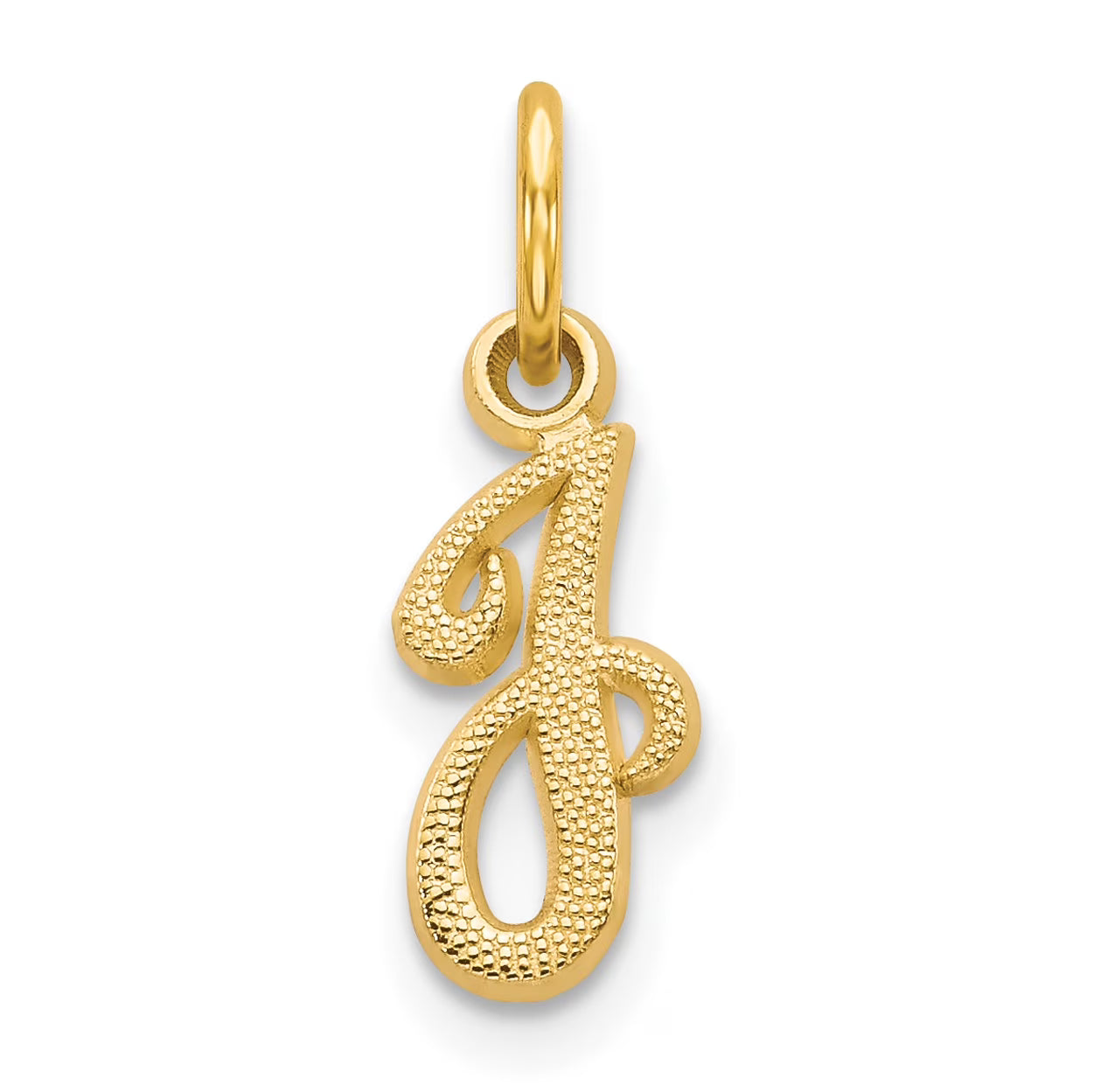 14K Yellow Gold Script Letter J Initial Pendant Charm C556