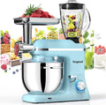 9 IN 1 Stand Mixer 850W Tilt-Head Electric Mixer with 7.5 QT Stainless Steel Bowl, Meat Grinder, Juice Blender with 1.5L Glass Jar - Blue F6973