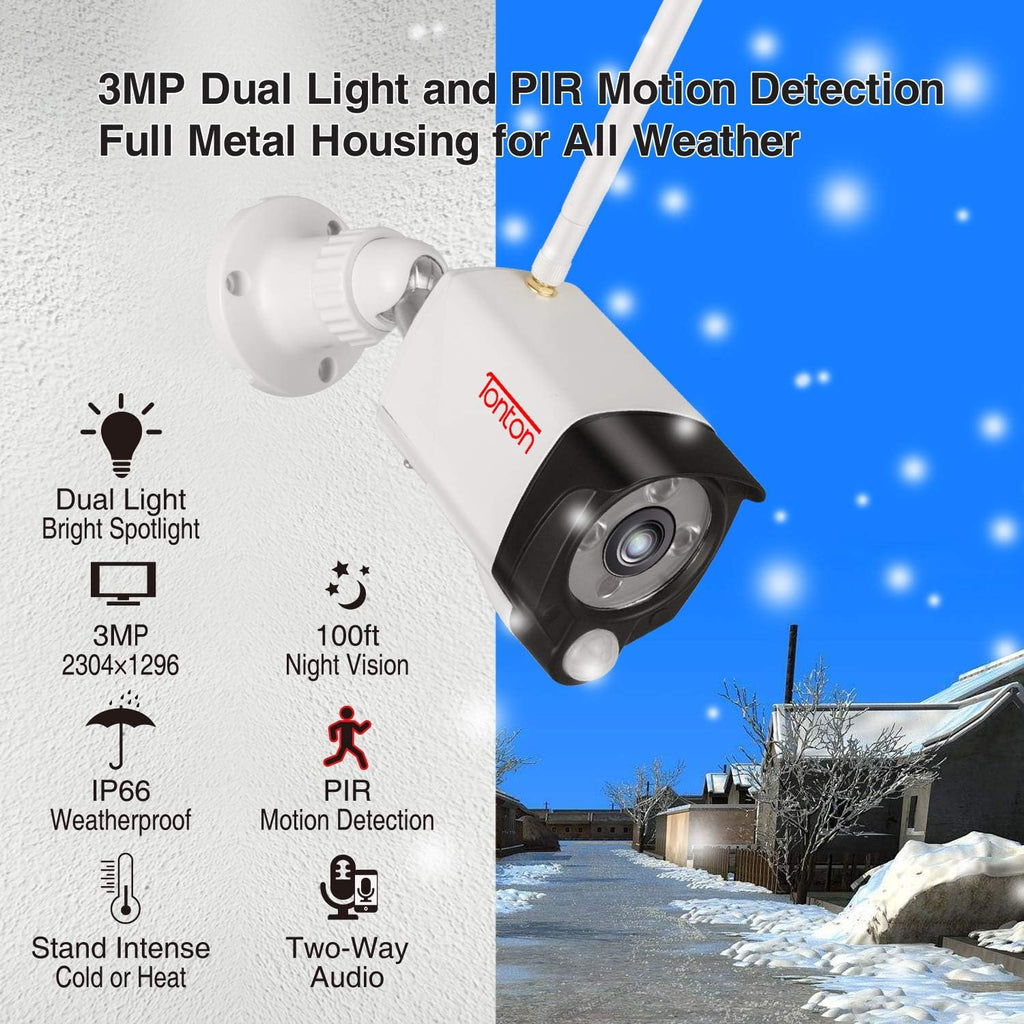 Wireless All-in-One Ultra HD Security Camera System with 16 Inch Monitor, 8CH NVR with 1TB HDD, 4PCS 3MP Outdoor Bullet IP Cameras U18297