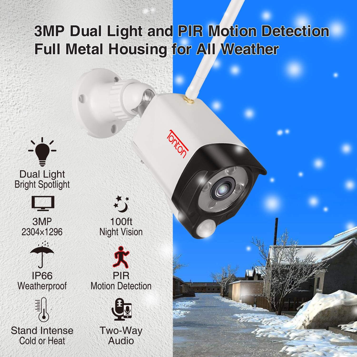 Wireless All-in-One Ultra HD Security Camera System with 16 Inch Monitor, 8CH NVR with 1TB HDD, 4PCS 3MP Outdoor Bullet IP Cameras U18297