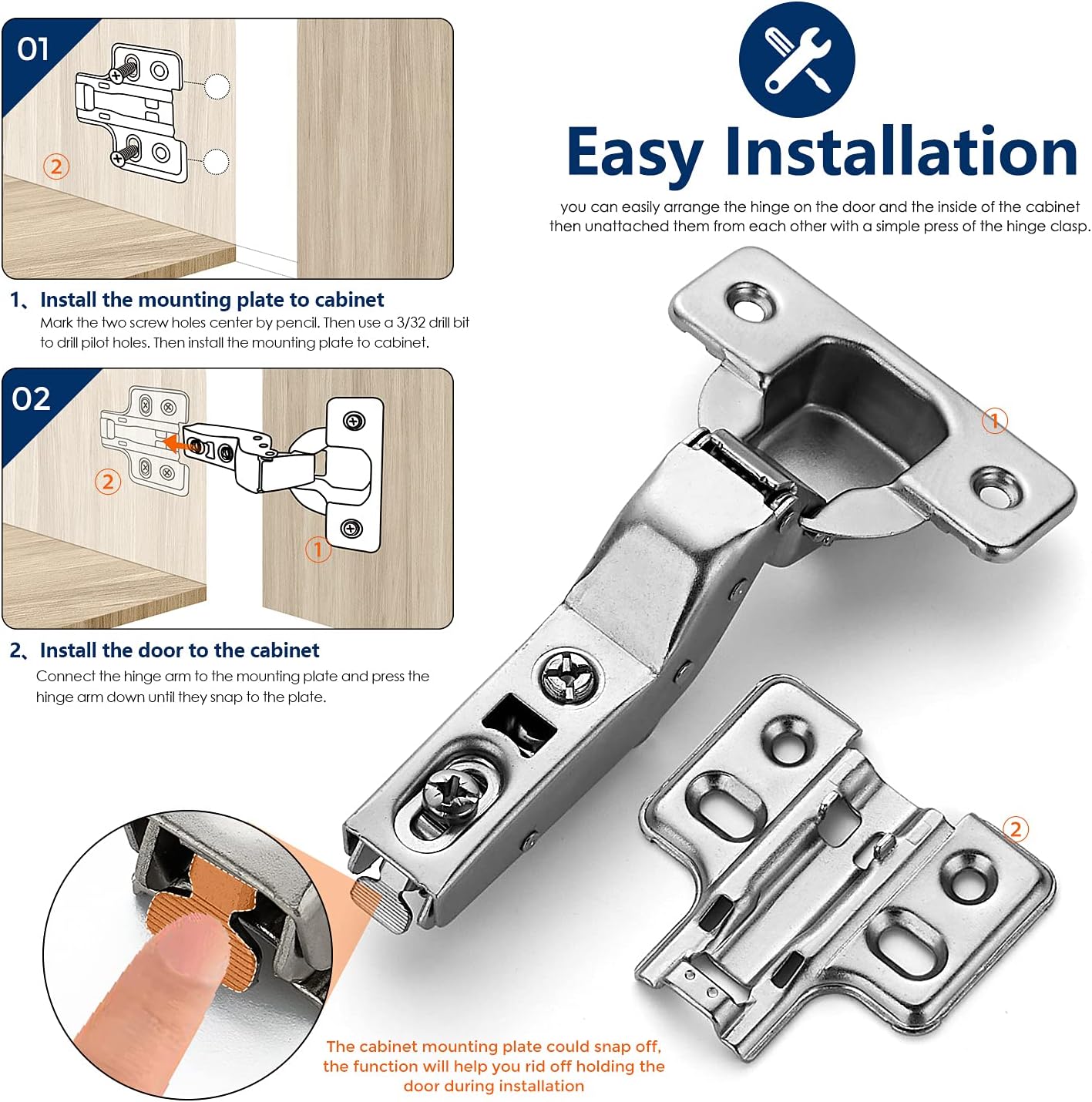 30 Pack 15 Pairs Soft Close Cabinet Door Hinges F494