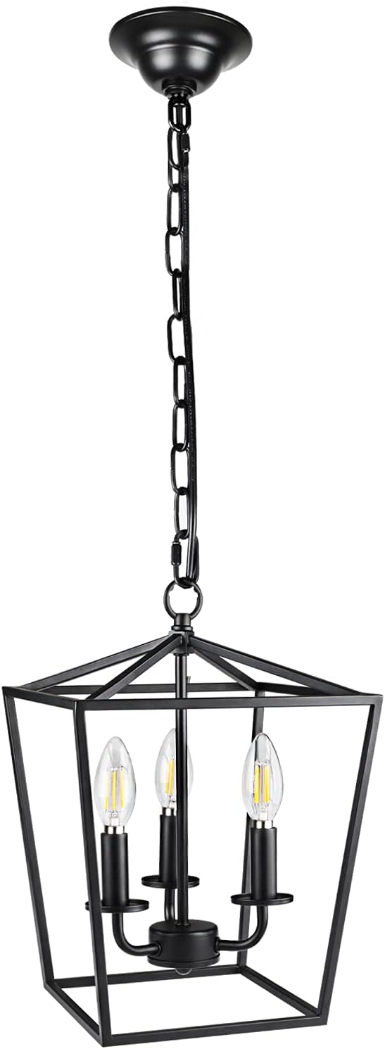 Vintage 3-Lights Black Lantern Chandelier D99361