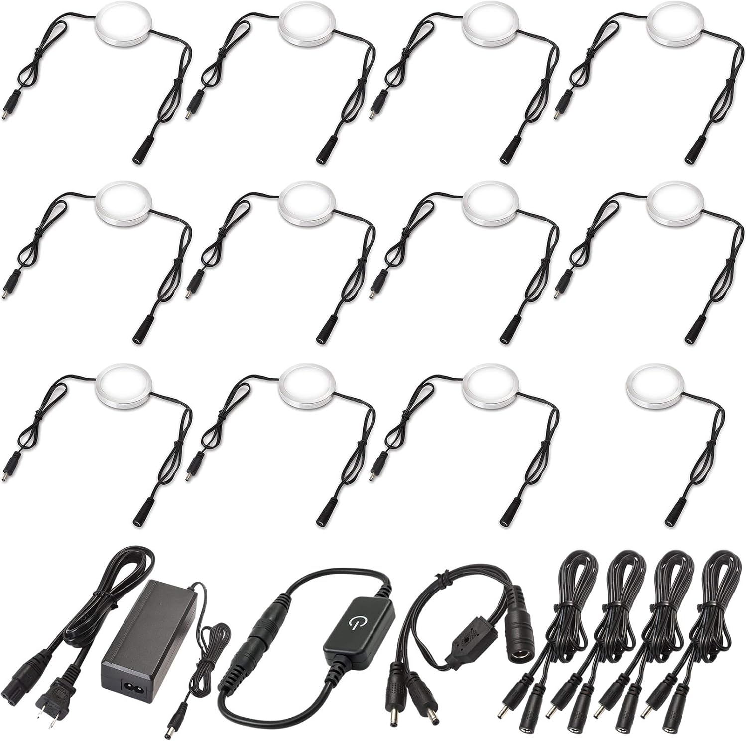 Under Cabinet LED Lighting Kit, 12 Lights, Warm White, Pack of 2 I466311