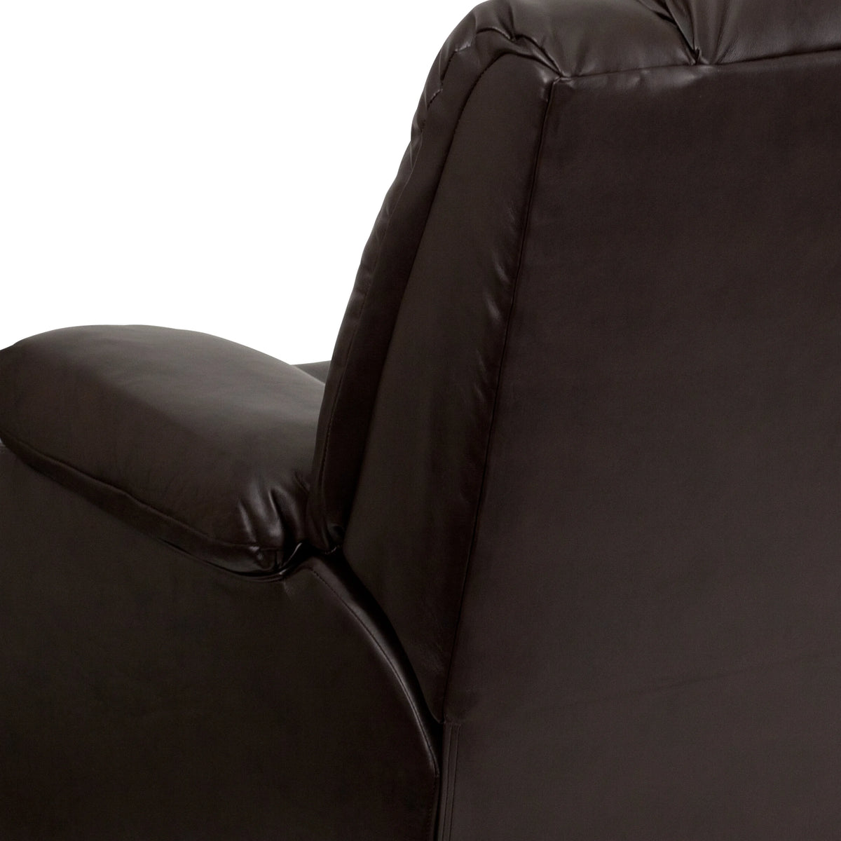 Plush Brown LeatherSoft Lever Rocker Recliner with Padded Arms I182945