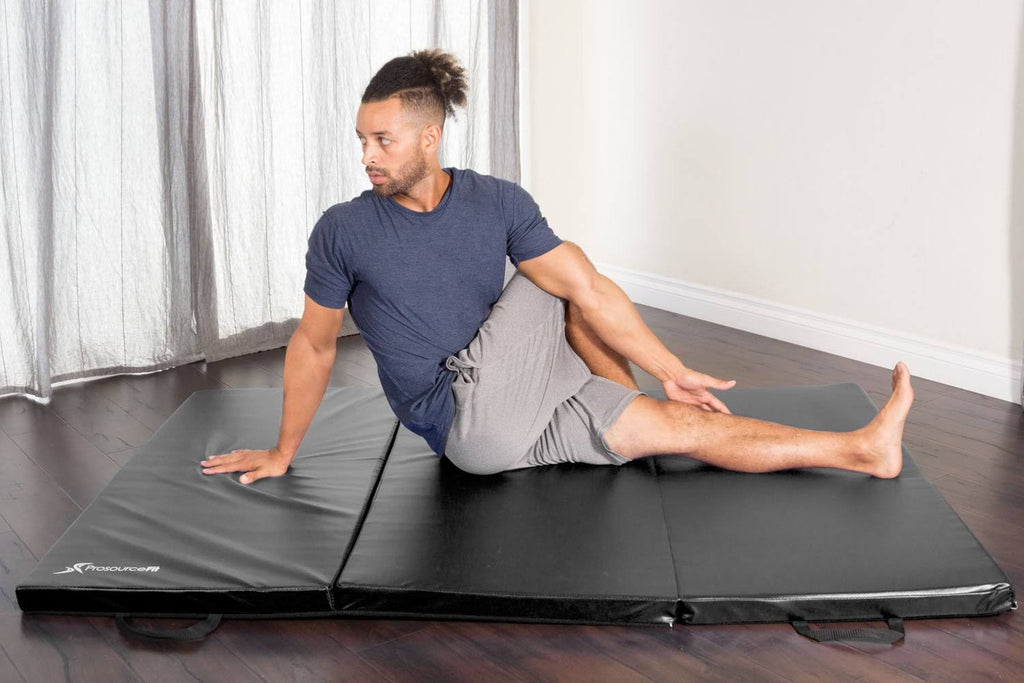 Black Tri-Fold Exercise Mat with Carrying Handles R723295