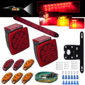 LED Trailer Lights Kit, Submersible Square Stop Turn Tail Lights, Red/Amber Side Marker Lights, 3rd Brake ID Light Bar, Pack of 2 A64198