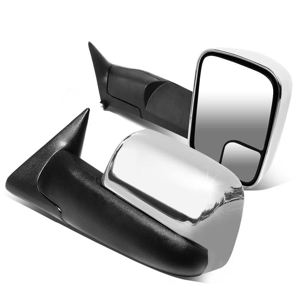 Pair Manual Adjustment Flip Up Towing Mirror Chrome Cover E1790
