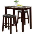3Pc Espresso Marble Breakfast Table Set D794