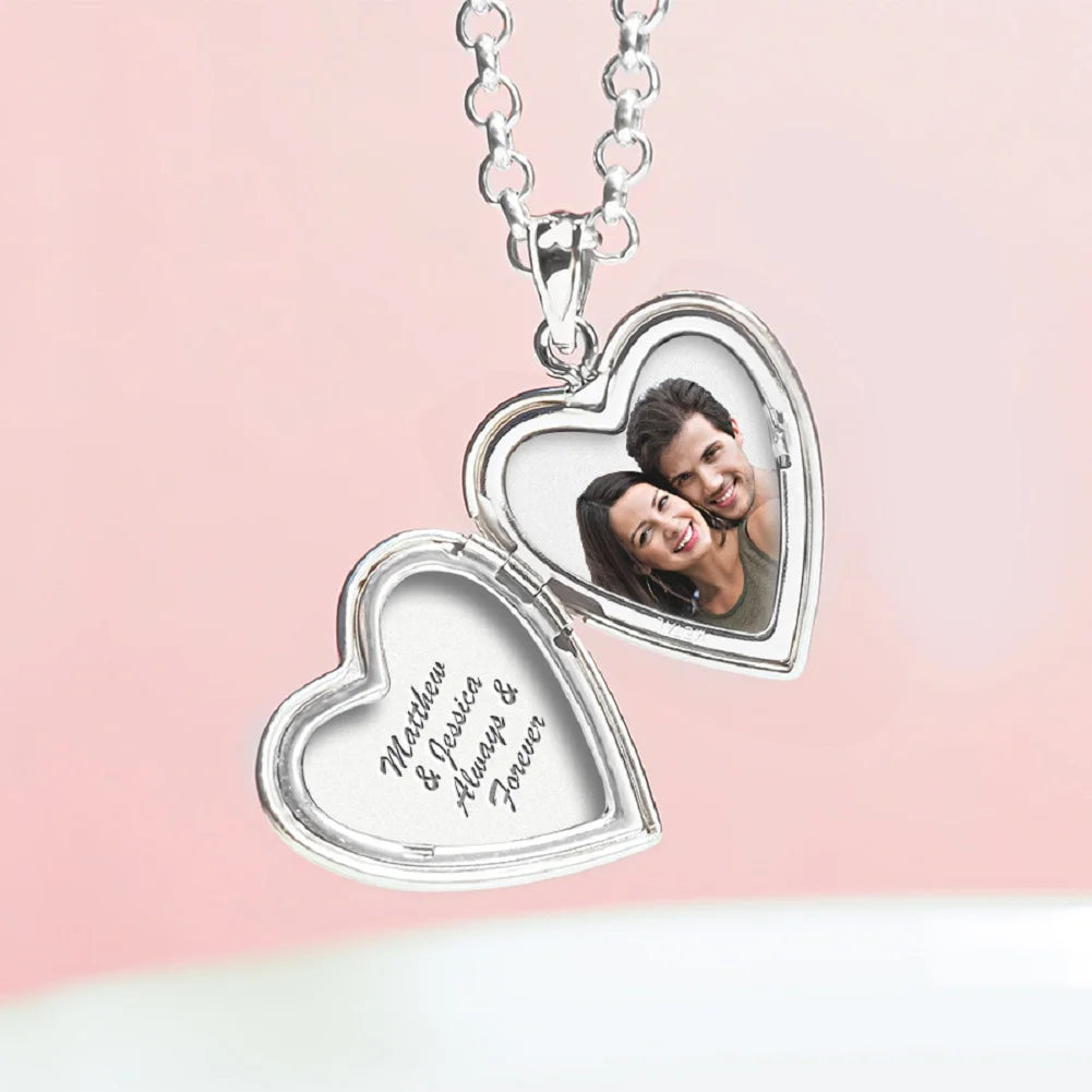 White Gold Heart Picture Locket G2178