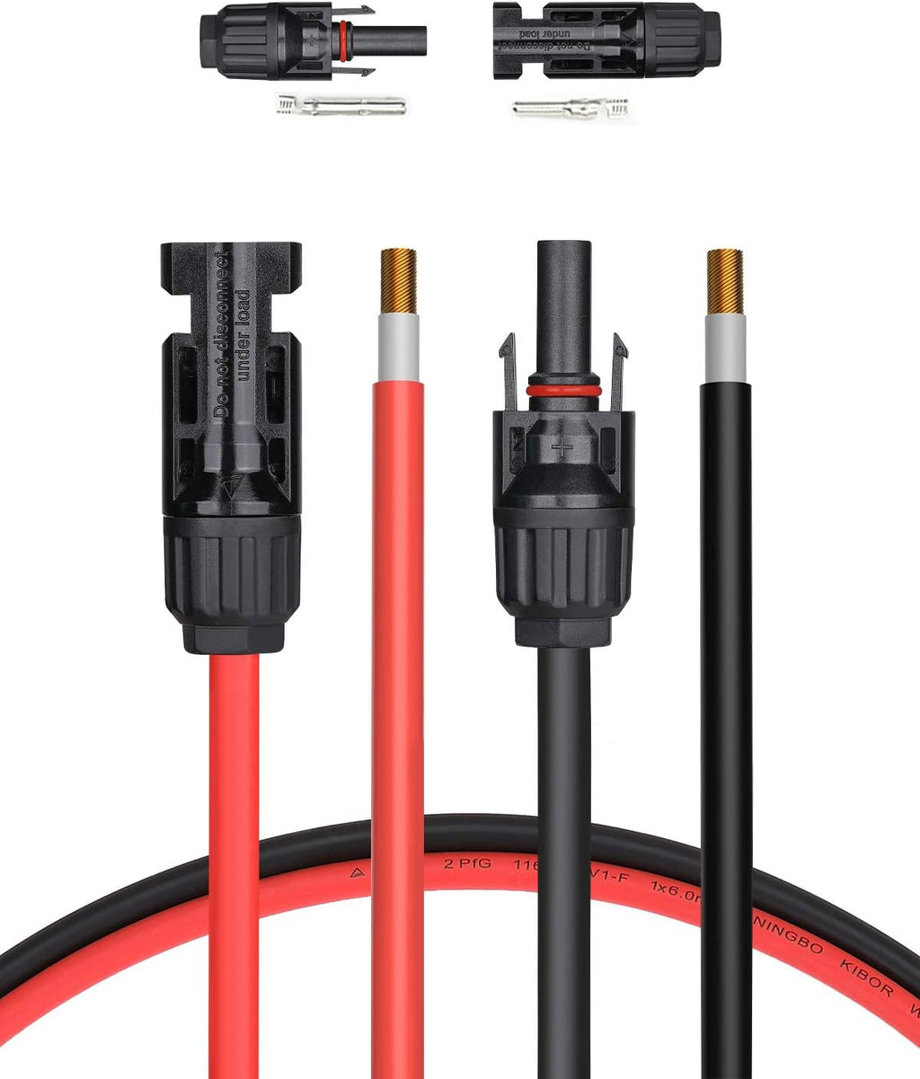 40 Feet 10AWG Solar Extension Cable with Female and Male Connector, Pack of 2 W193