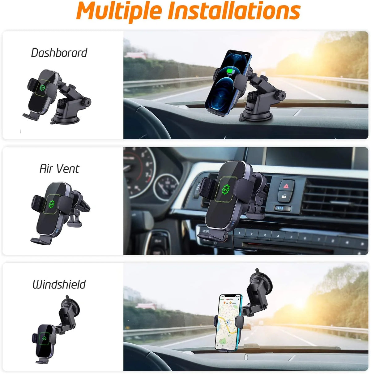 15W Qi Wireless Car Charger Phone Holder X876397