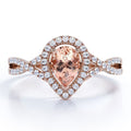 1.75 Carat Pear Cut Created Morganite and Moissanite Engagement Ring in 18k Gold Over Sterling Silver Y975