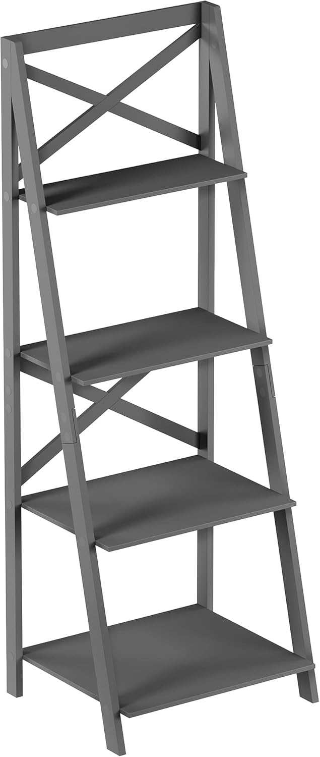 Gray 4 Shelf Ladder Bookshelf V90627