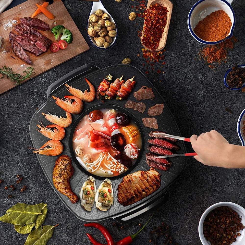 Electric Hot Pot with Square Smokeless BBQ Grill and Electric Baking Tray S27044