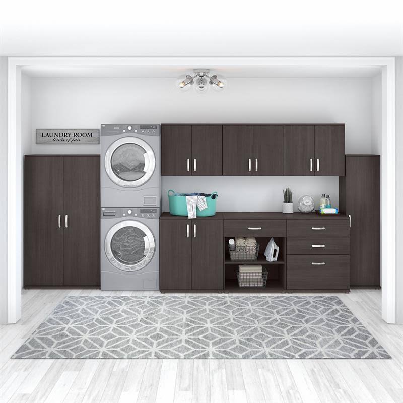 Storm Gray Floor Storage Cabinet with Drawer and Shelves U50068