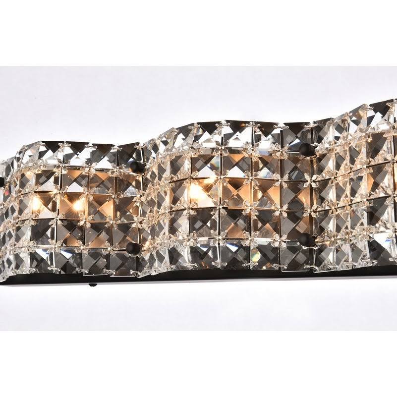 3 Light Bath Sconce with Clear Crystals Black Y66866
