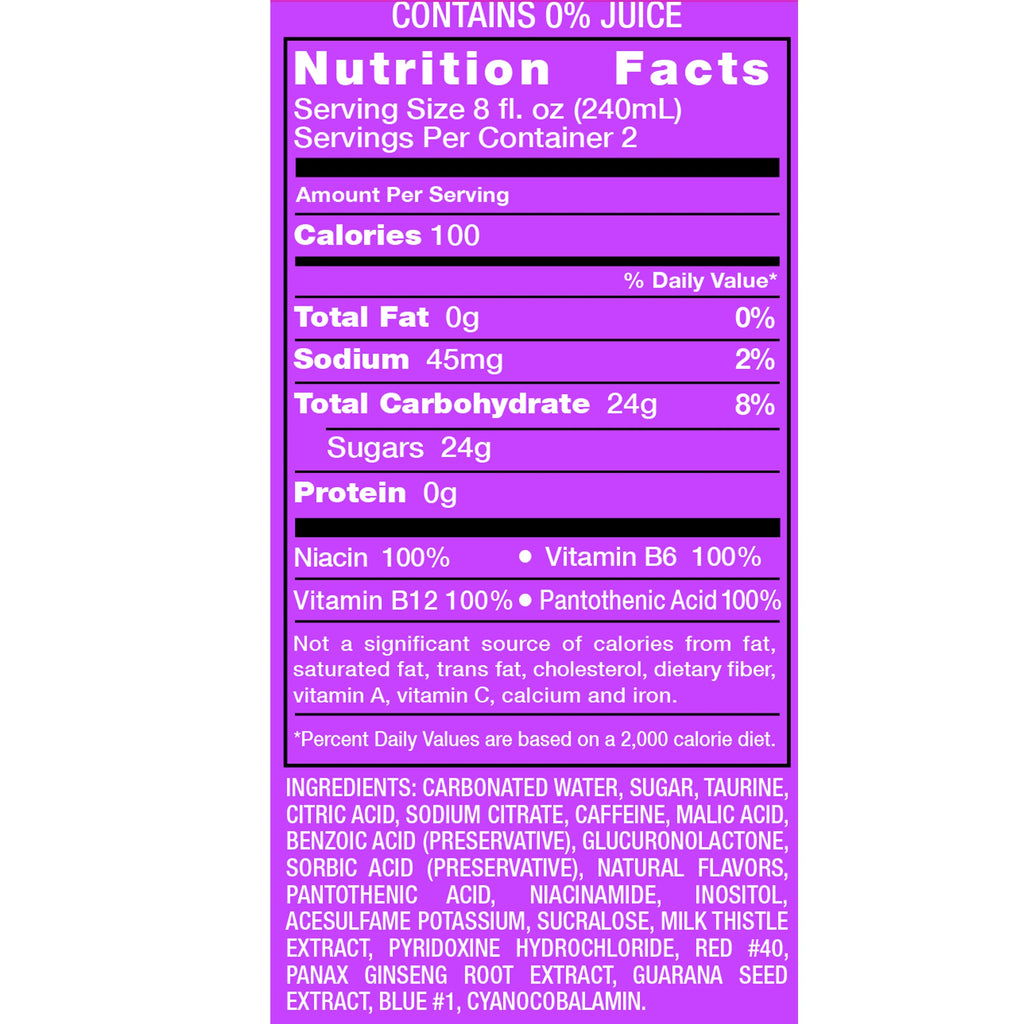 Grape Energy Drink, 16 fl oz, 24 Cans V40077