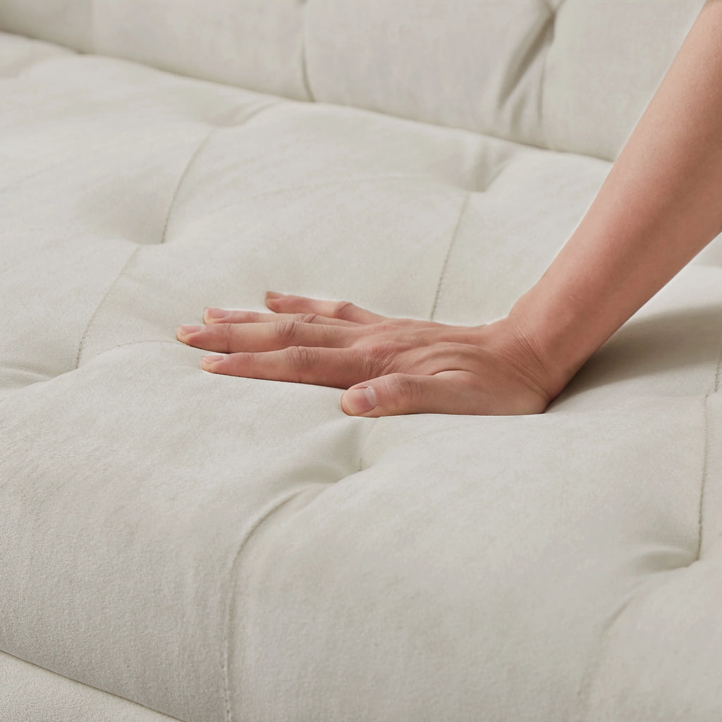 Beige Velvet Convertible Sofa Bed X229