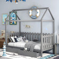 White Twin House Bed with Trundle X89389