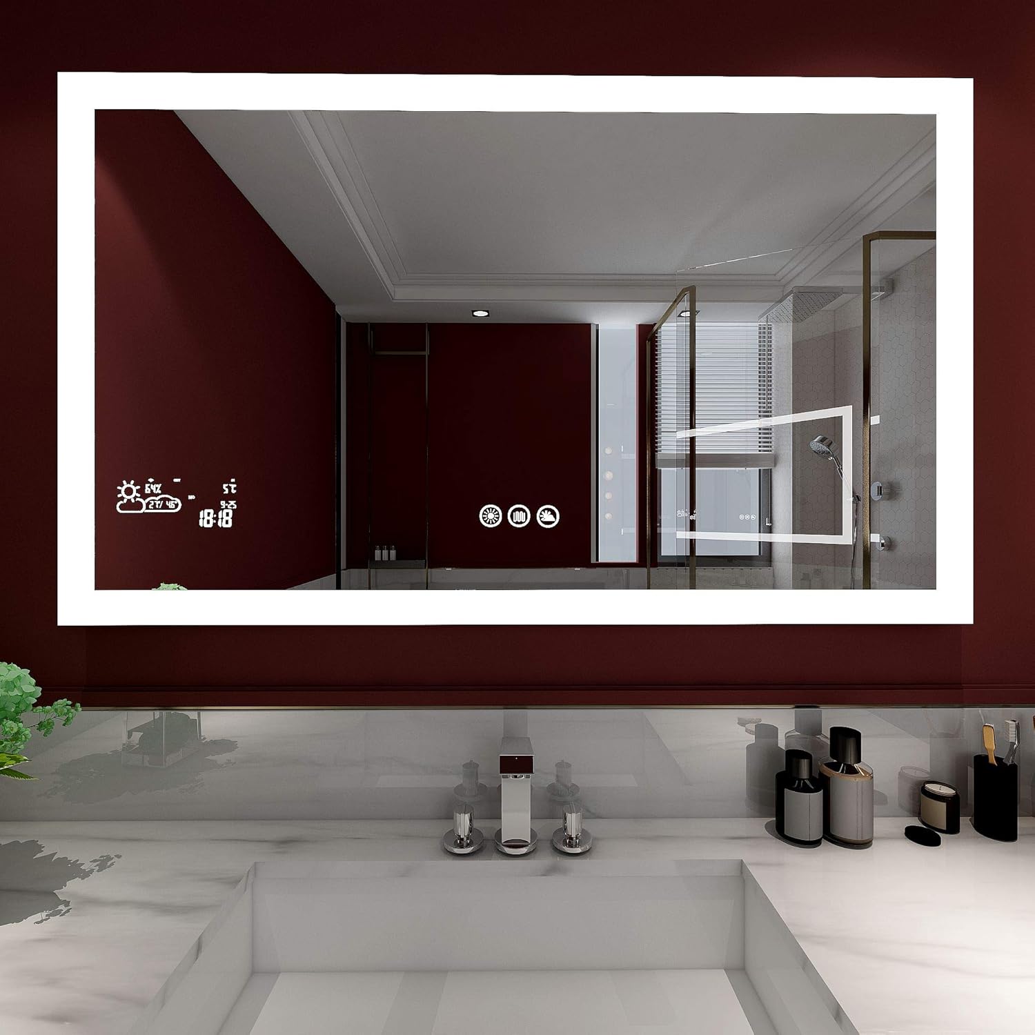 Dimmable Lighted Bathroom Mirror with Defogger and Memory Touch Switch S6625