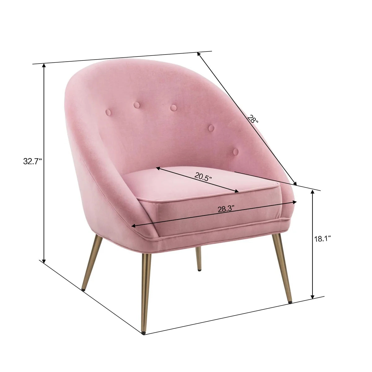 Pink Velvet Barrel Chair with Golden Legs D777834