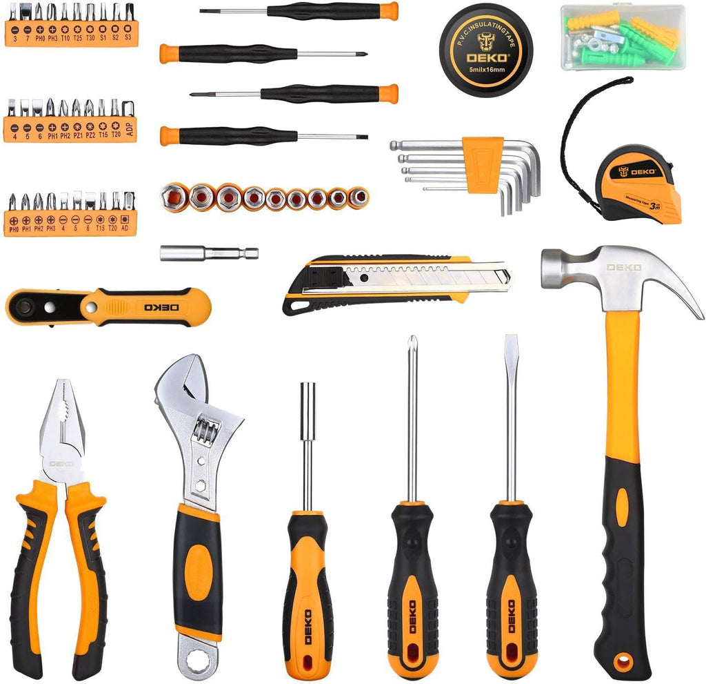 100 Piece General Household Hand Tool Kit with Plastic Tool Box Storage Y9472