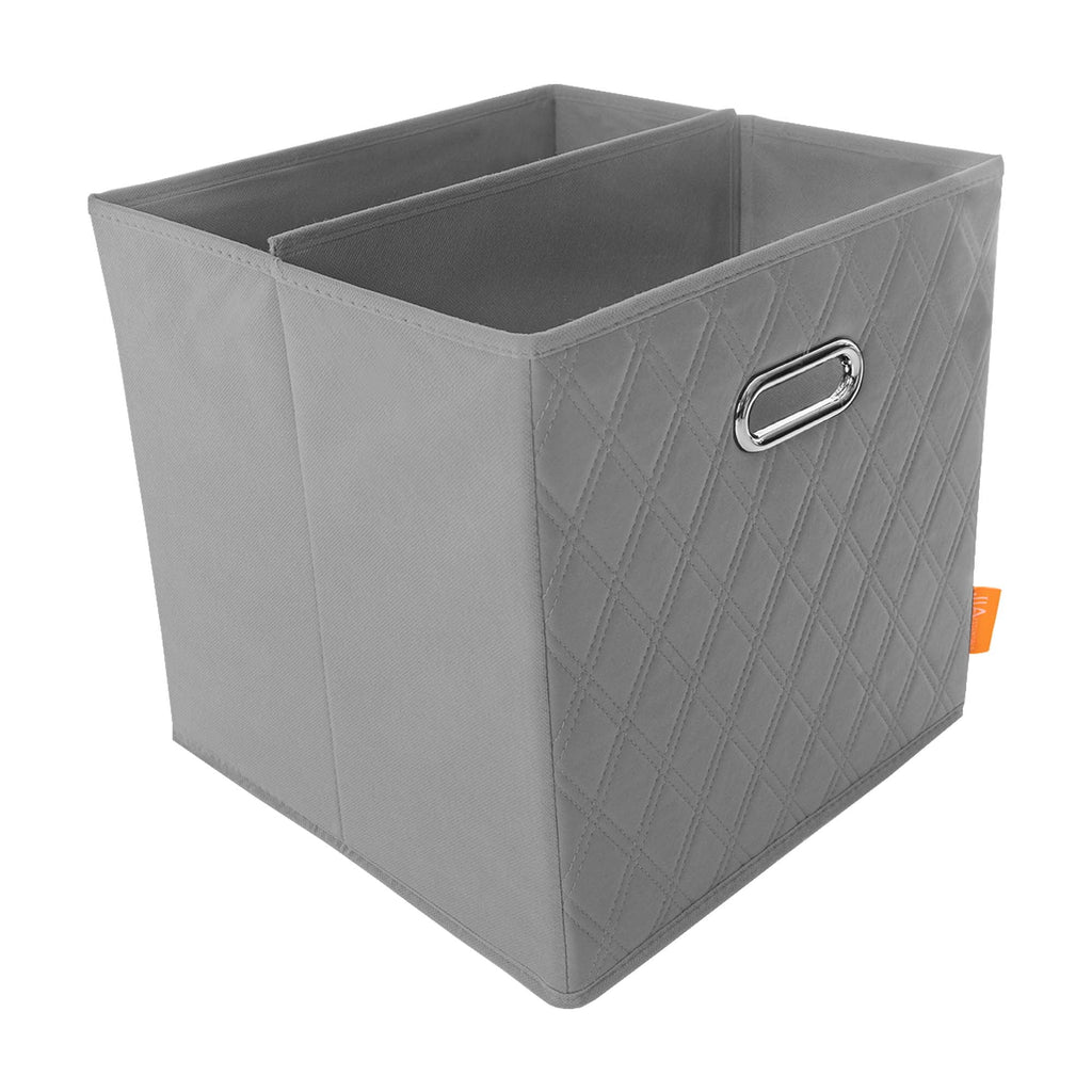 Gray Foldable Faux Leather Storage Cube Bins Set of Four R15252