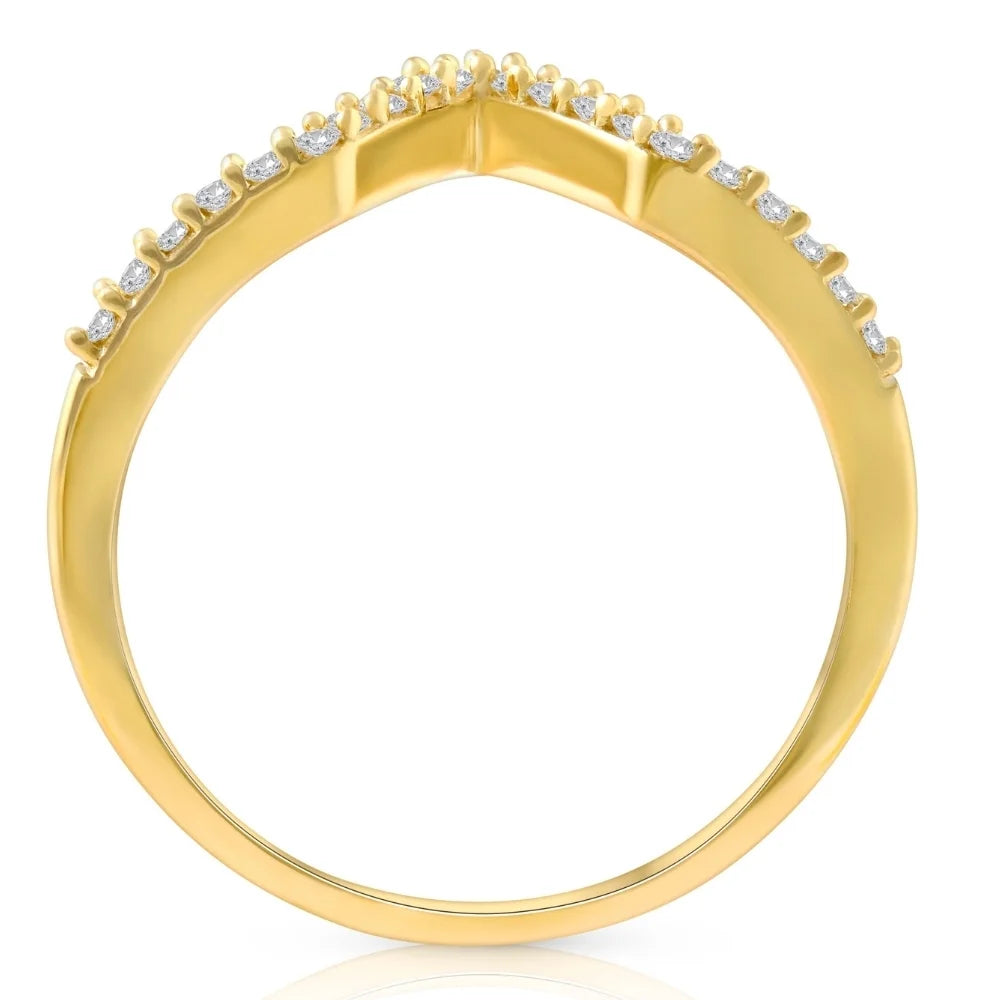 Yellow Gold Diamond Curved Wedding Band M7302