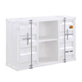 White 2 Door Metal Server with 2 Open Shelves G5123