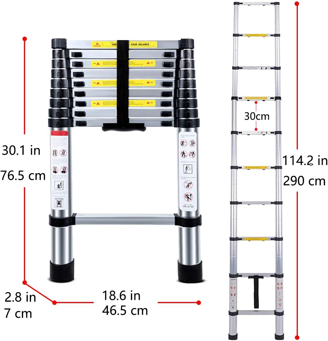 Telescoping Ladder 8.5FT 2.6M Aluminum Ladder F5753