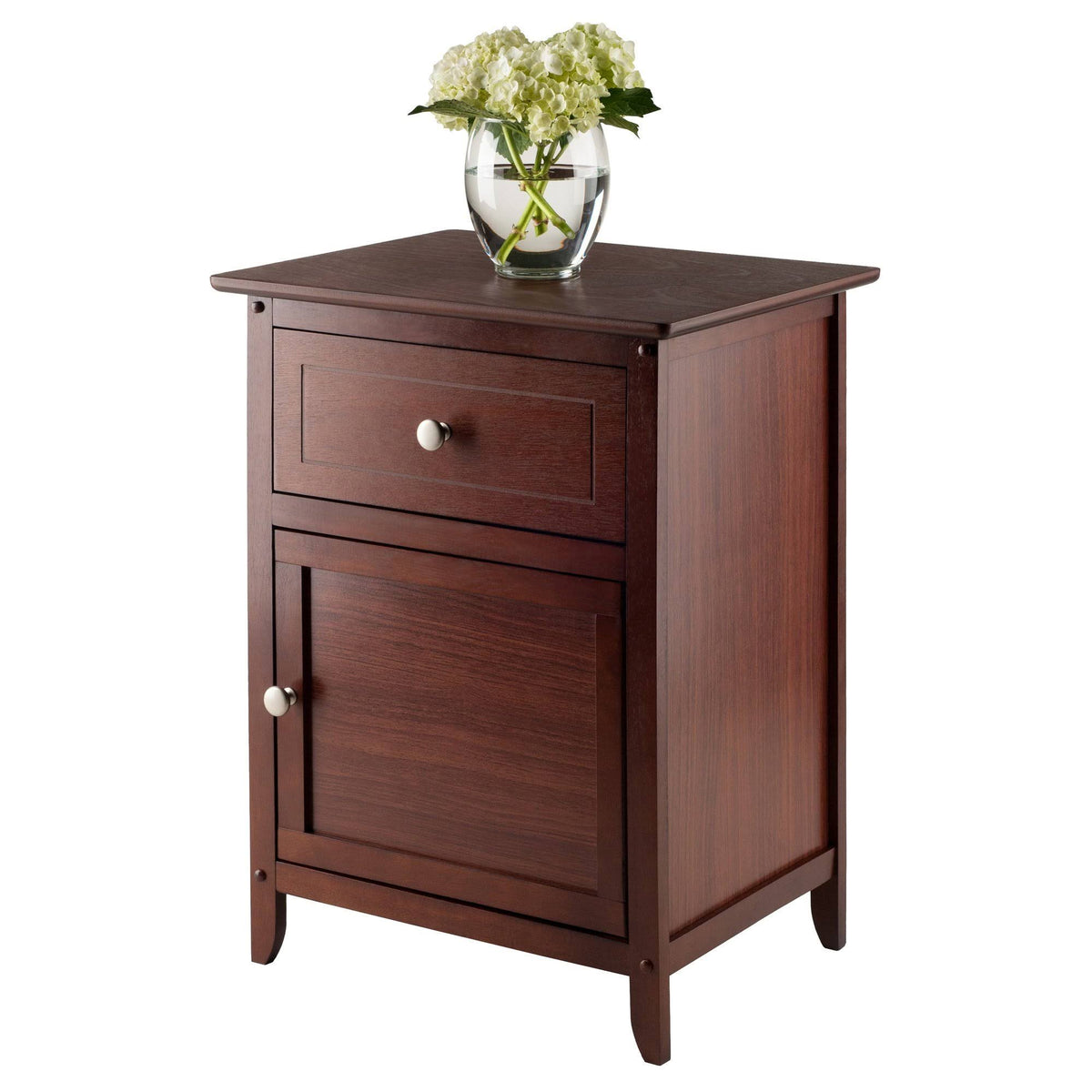 Antique Walnut Night Stand with Drawer and Cabinet Z610751