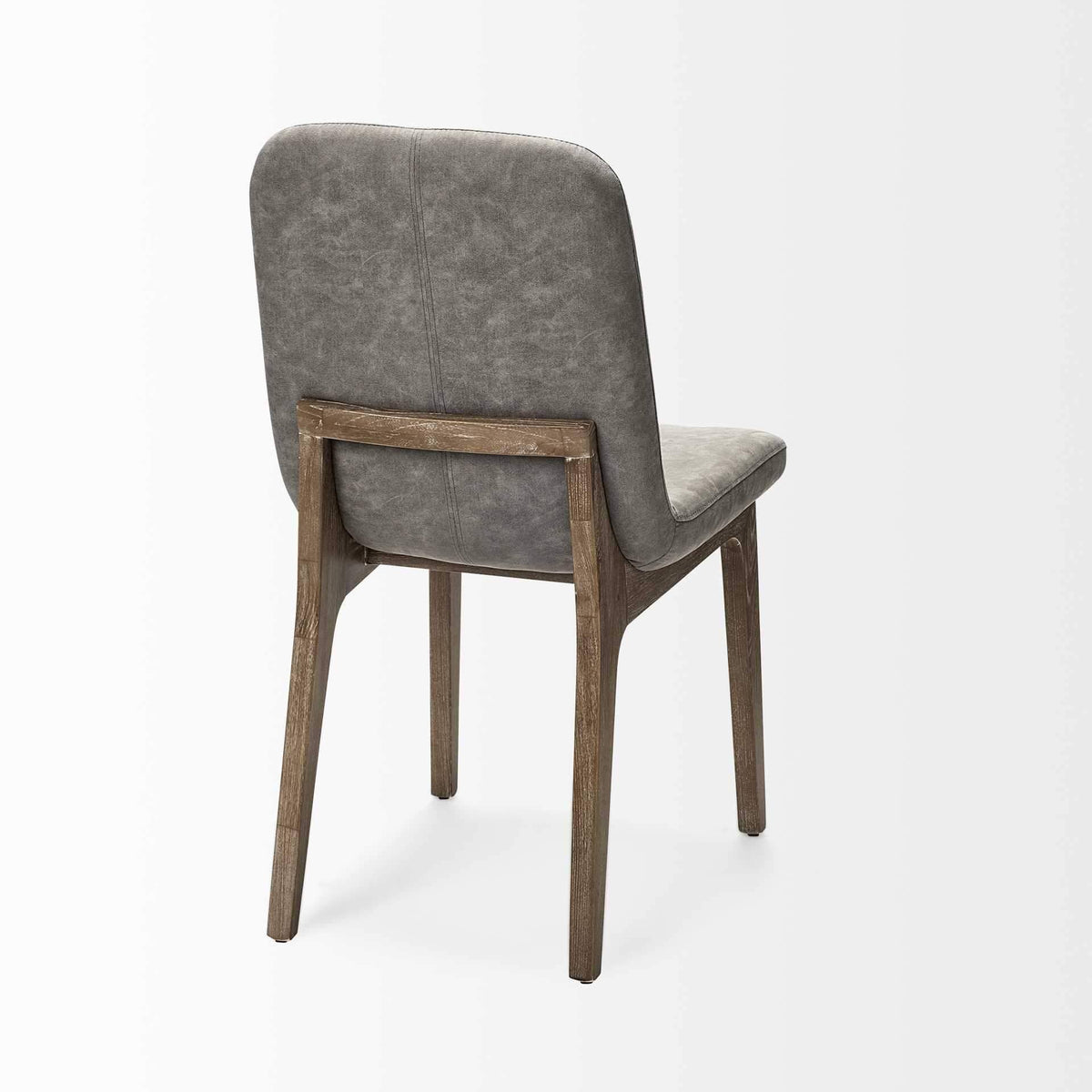Grey Fabric Dining Chair with Medium Brown Wood Base E41148