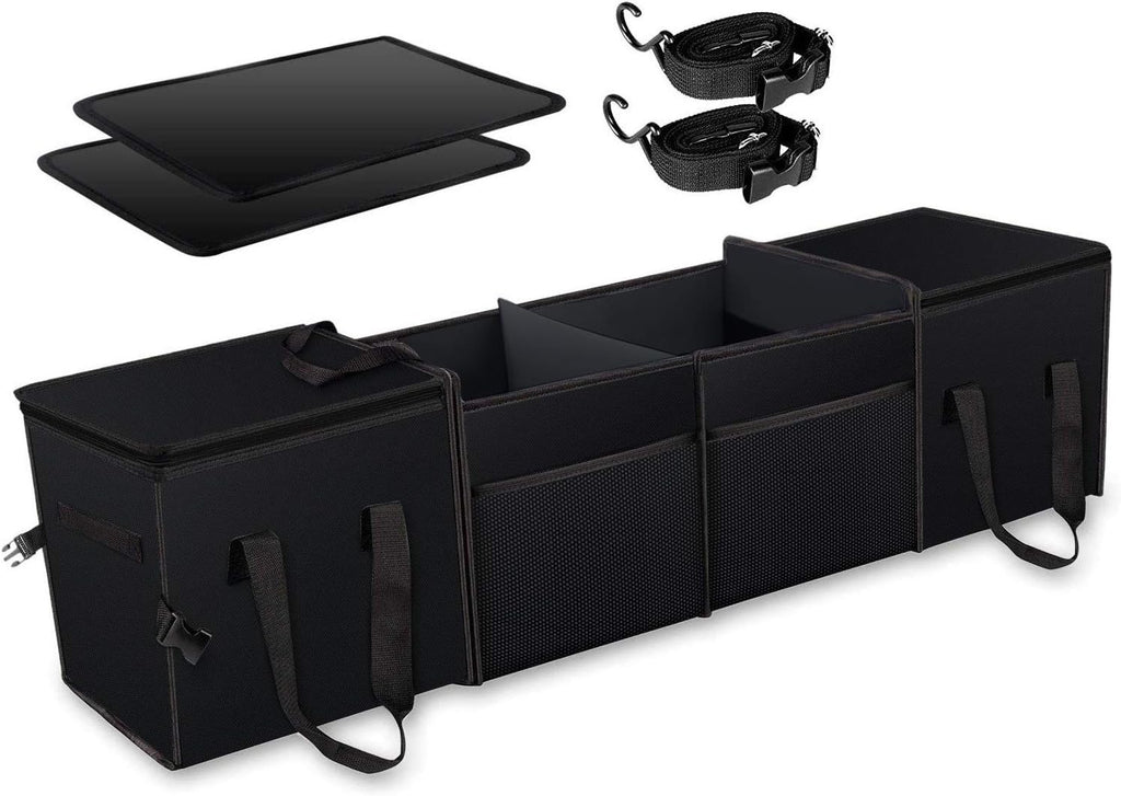 Black Collapsible Car Trunk Organizer with Insulation Cooler Bag G56078