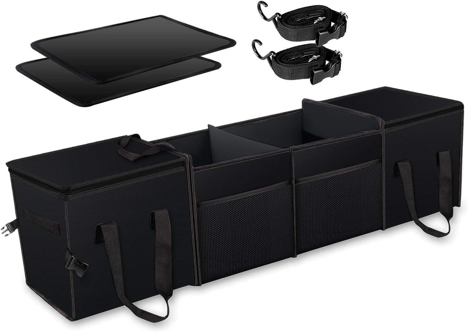 Black Collapsible Car Trunk Organizer with Insulation Cooler Bag G56078