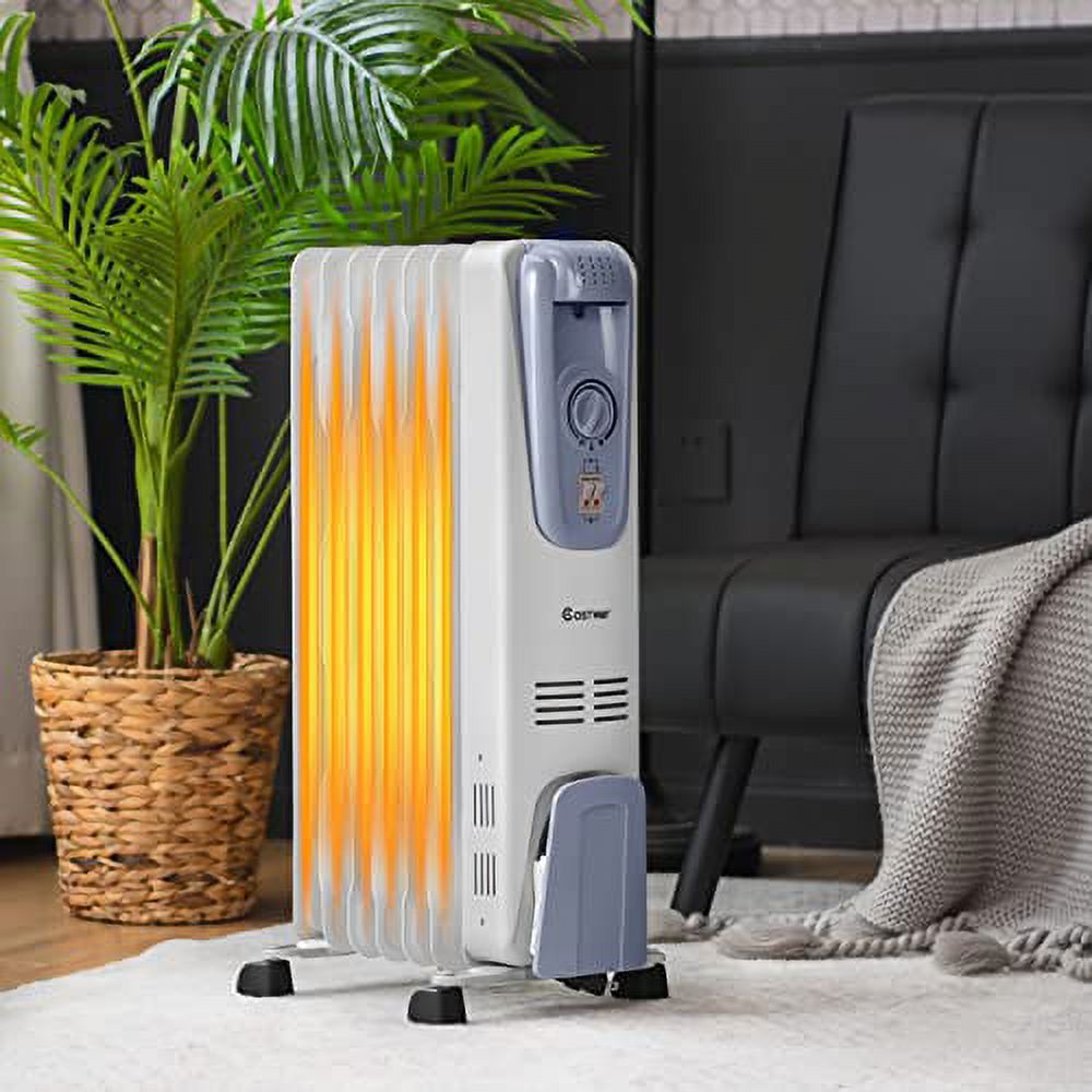 1500W Oil-Filled Radiator Heater with Adjustable Thermostat, 7 Fins J670544