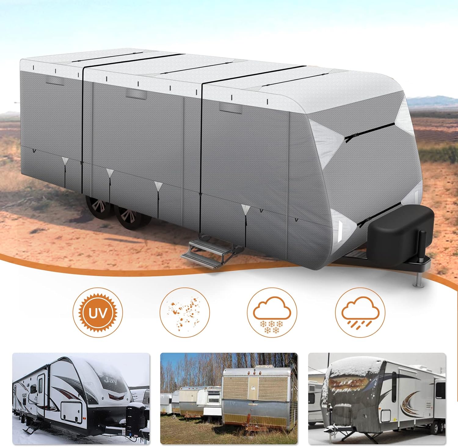 Waterproof Travel Trailer RV Cover with Cotton Lining R763