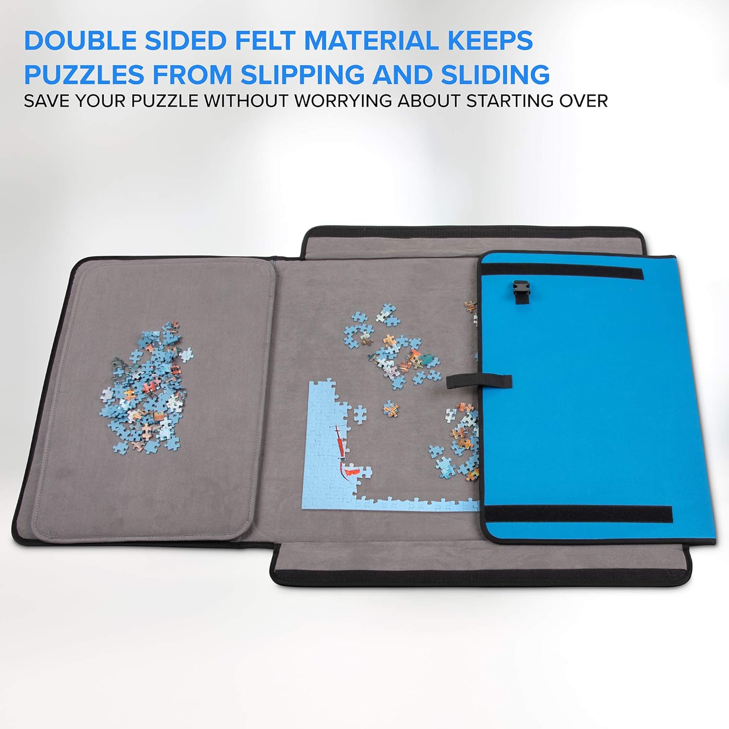 1000-Piece Jigsaw Puzzle Mat with Non-Slip Felt Surface, 2 Removable Trays, Carry Handle Pack of 2 R1477