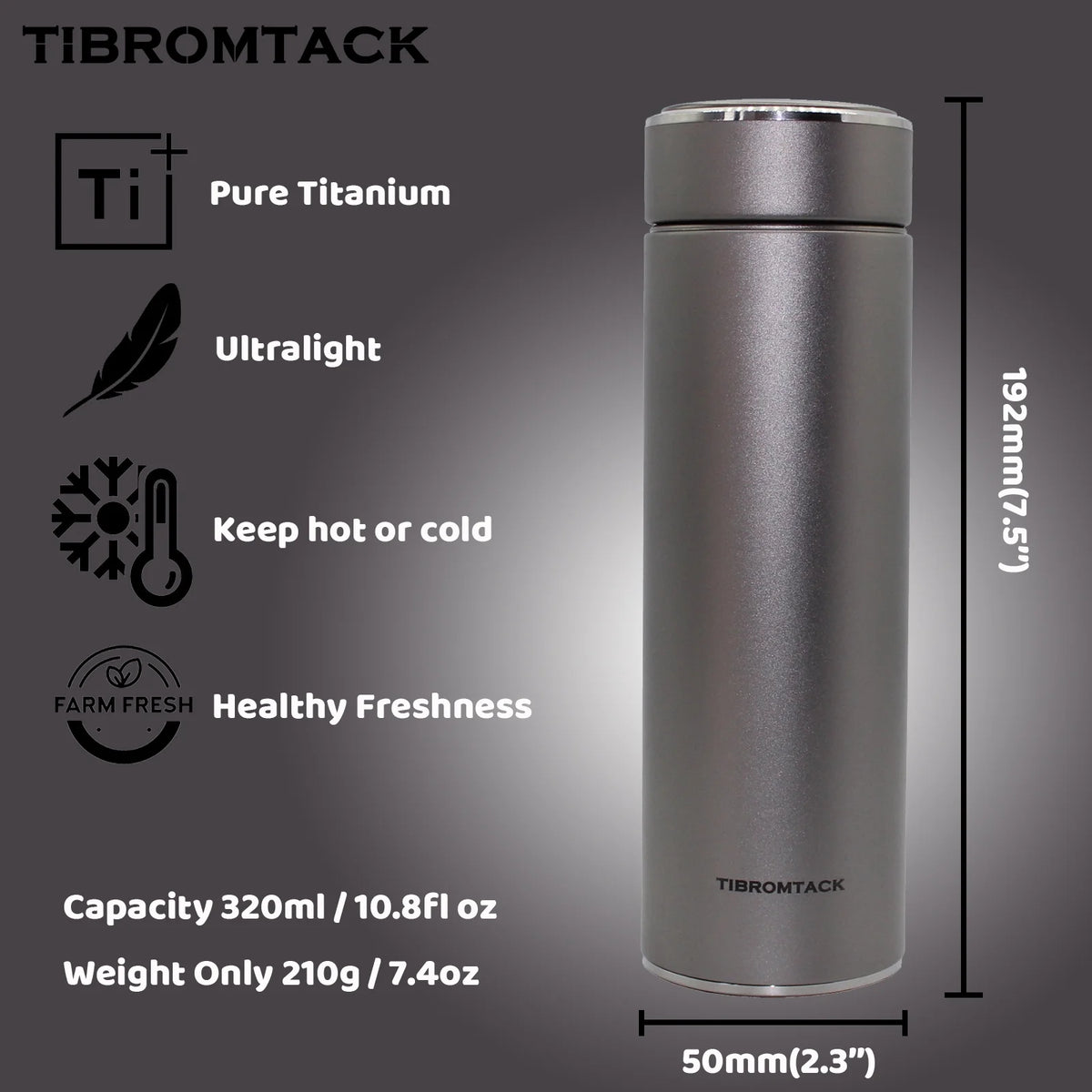Titanium Insulated Water Bottle 320ml Double Wall Vacuum Thermos Bottle S9606