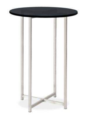 Modern Classic Round End Table in Stainless Steel with Smoke Tempered Glass Top T760997