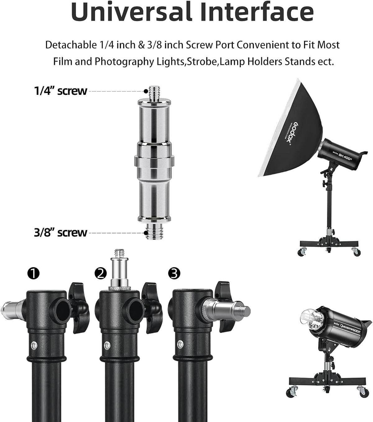 2 Pack Heavy Duty Aluminum Alloy Photography Light Stands Kit H5863