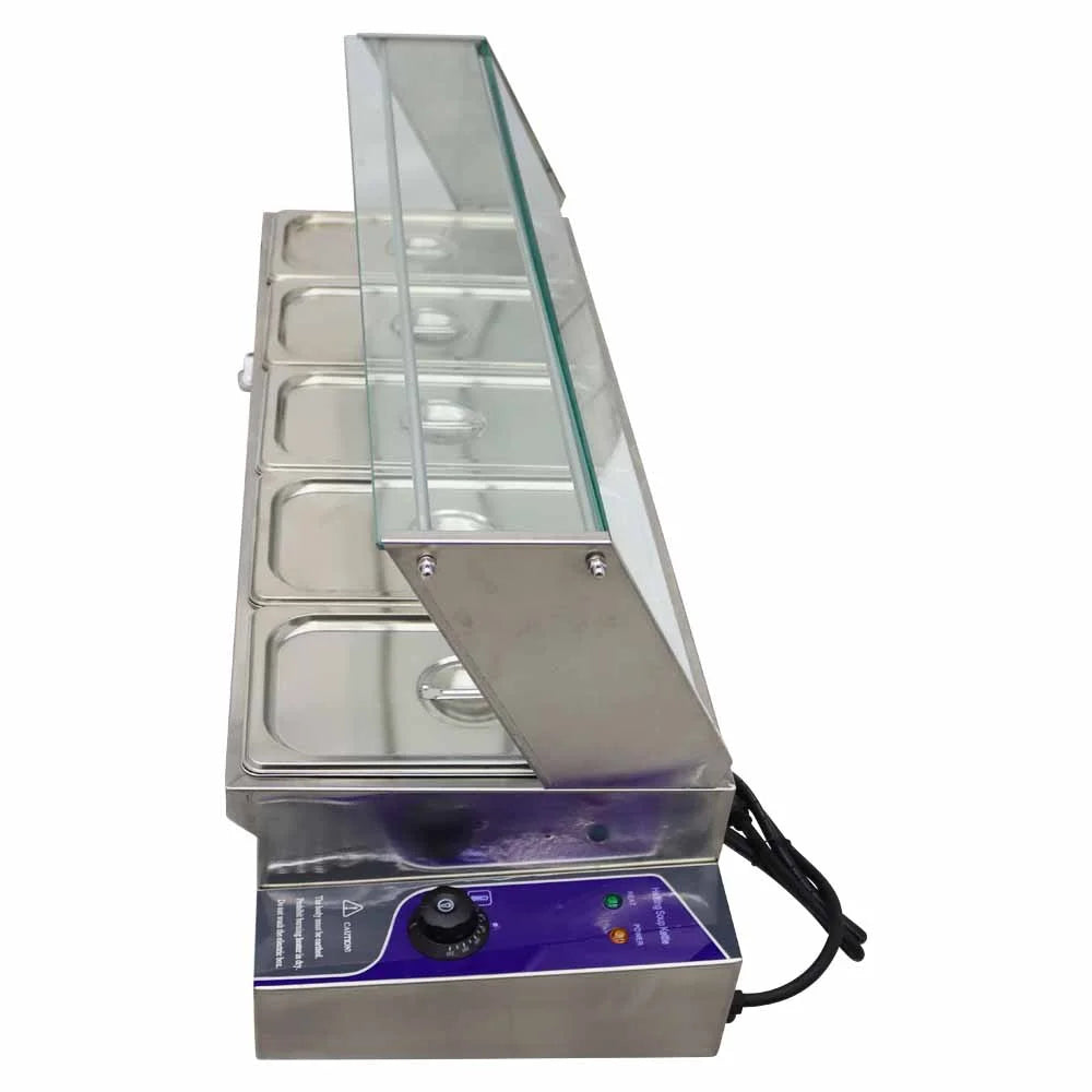 5-Pot Buffet Food Warmer with Glass Shield W67741