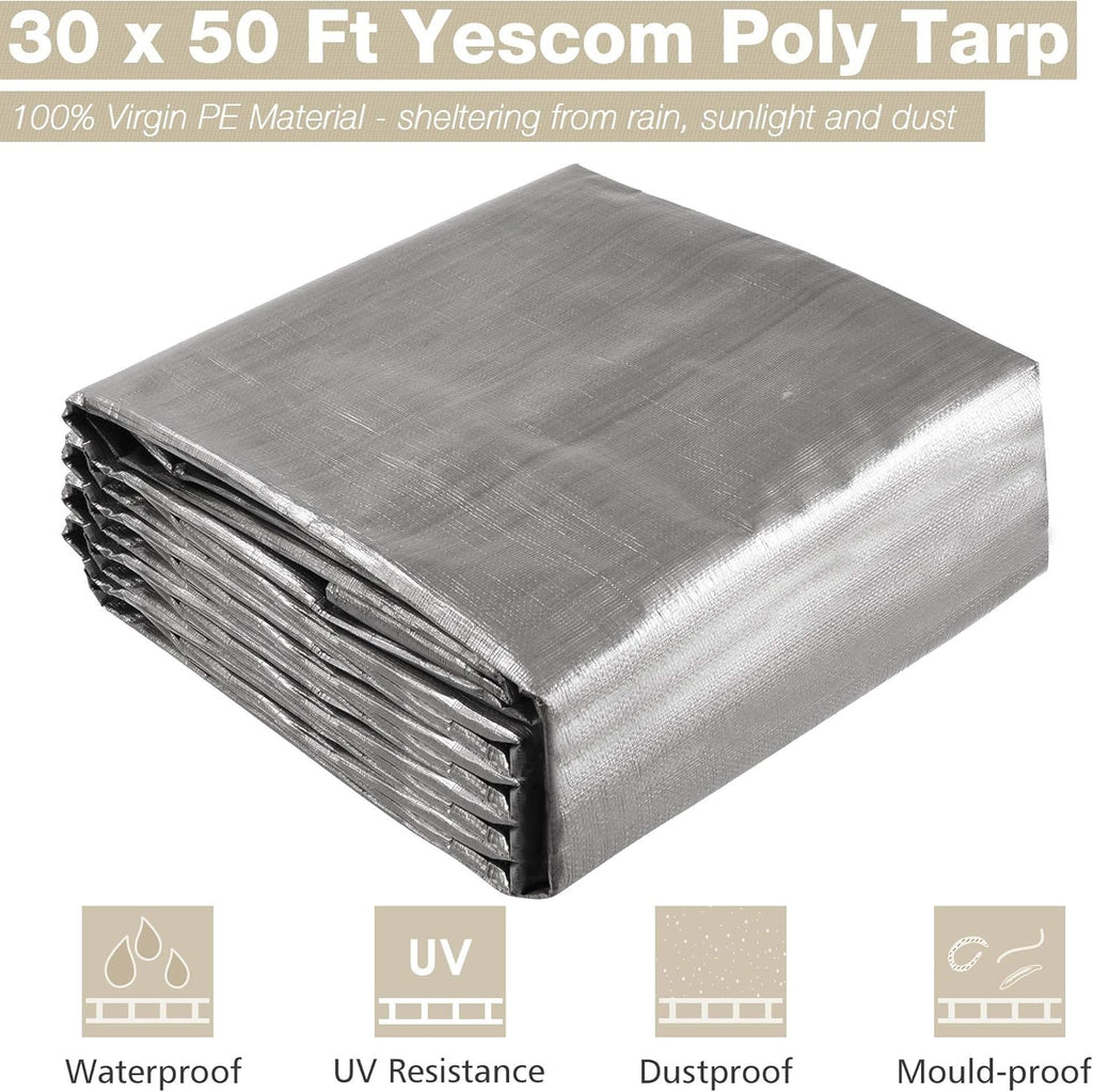 Heavy Duty Reinforced Poly Tarp Waterproof Tarpaulin 10-mil with Eyelets F942058