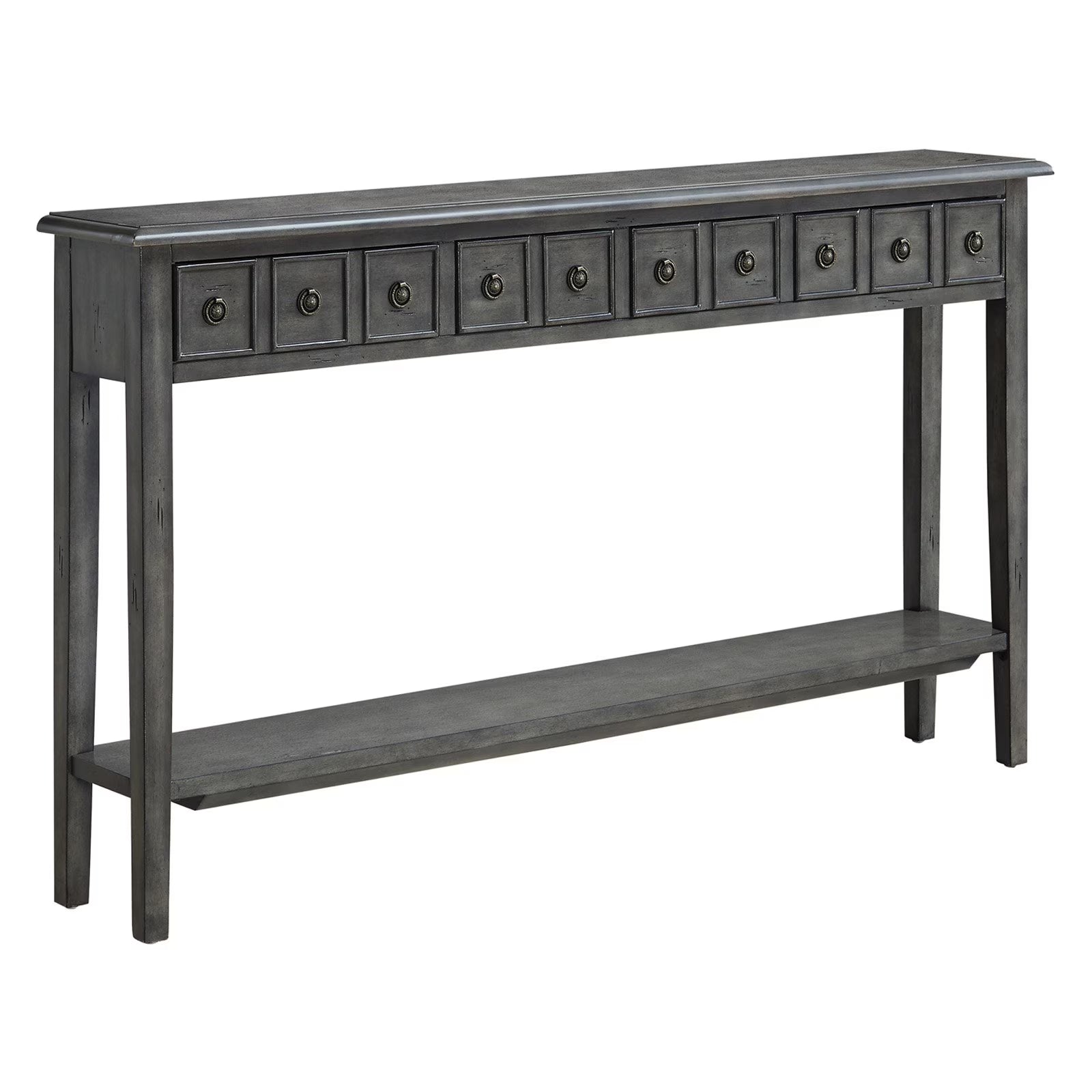 Gray 4-Drawer Console Table with Shelf H966365