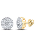 10kt Yellow Gold Baguette Diamond Cluster Earrings 1/3 Cttw T880