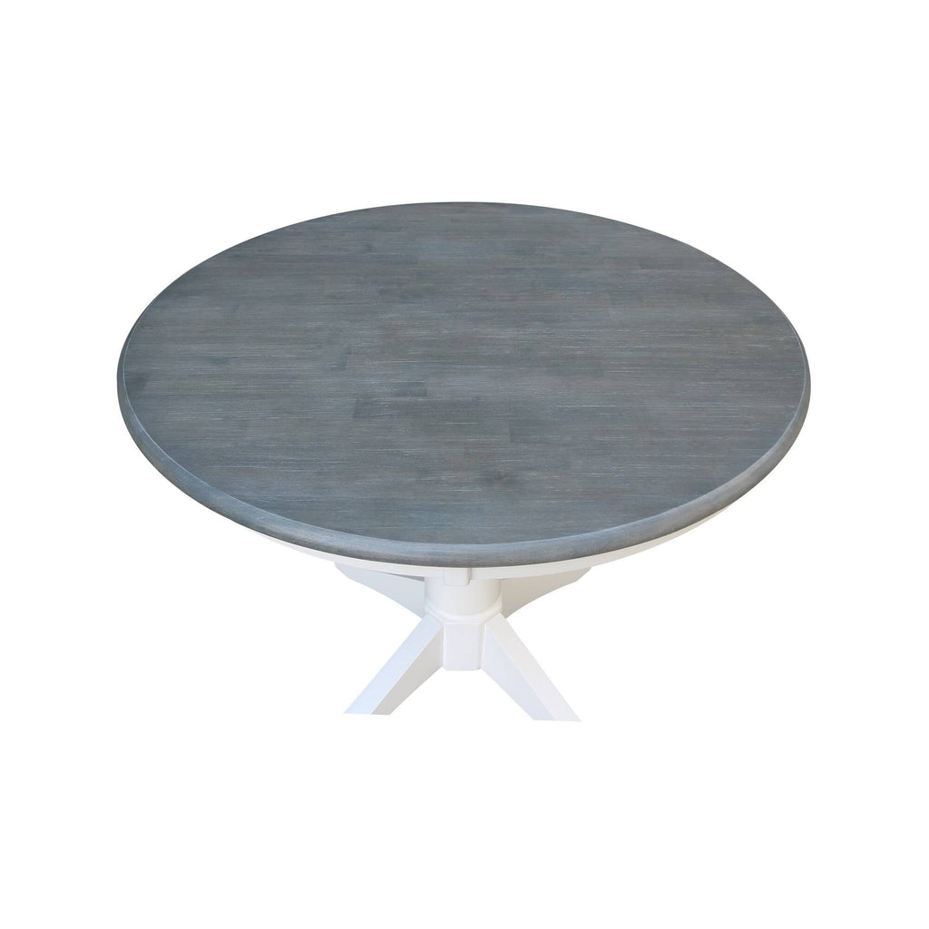 White/Heather Gray Round Top Pedestal Table J58949