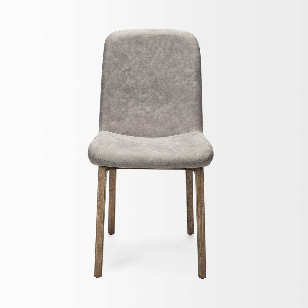 Grey Fabric Dining Chair with Medium Brown Wood Base E41148