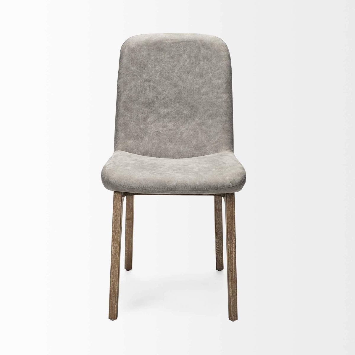 Grey Fabric Dining Chair with Medium Brown Wood Base E41148